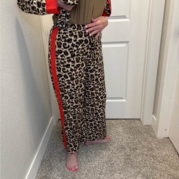 Leopard Print Pajama Set with Red Accents or can wear out to eat - Picture 8 of 13